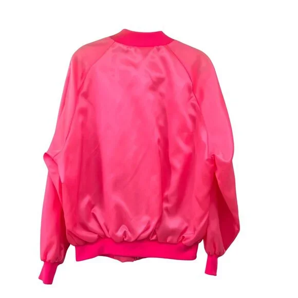 Vintage West Ark Pink Satin Bomber Jacket Women's XL Made in USA Used - Picture 2 of 16